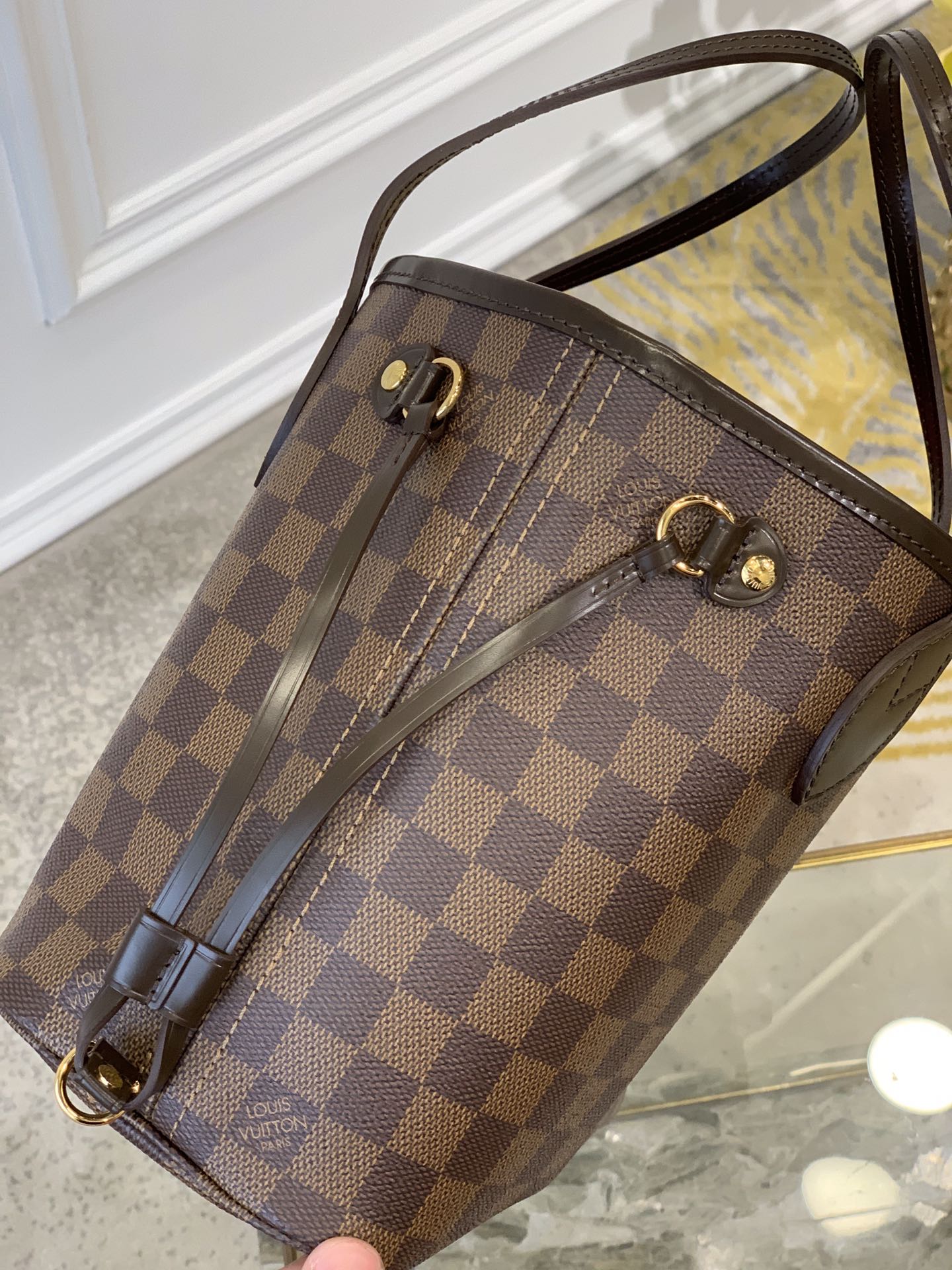 NEVER FULL MM WITH DUSTBAG DAMIER EBENE CANVAS 29CM
