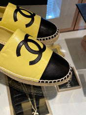 ESPADRILLES YELLOW BLACK LAMBSKIN
