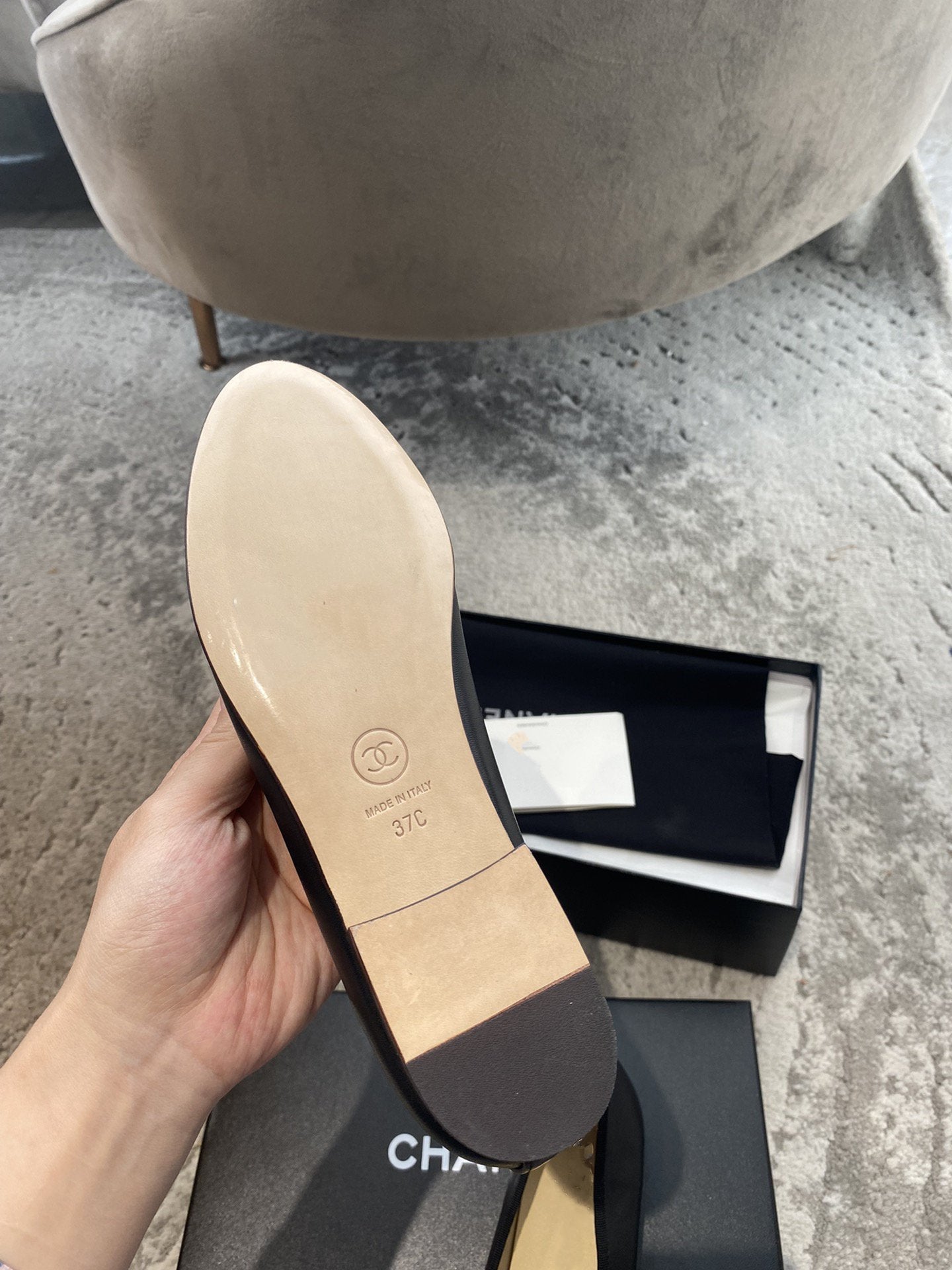 BALLET FLATS BLACK LIGHT GOLD LAMBSKIN