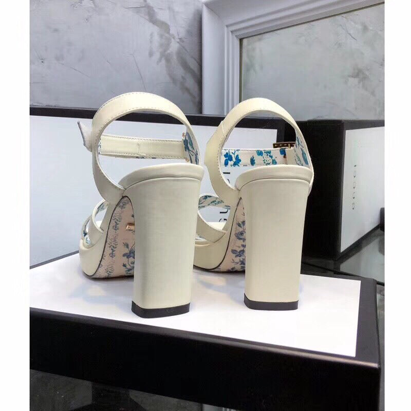 GG HIGH SANDAL WHITE CALFSKIN WITH PATTERNS