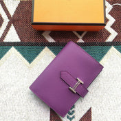 BEARN COMPACT WALLET 12 IN VIOLET PURPLE EPSOM LEATHER