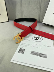 CC 26S BELT 30 MM IN RED CALFSKIN STONE EMBELLISHED GOLD TONE 661123
