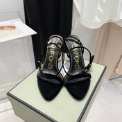 TOM FORD 26S GOLD BUCKLE HEELS 105 MM IN BLACK VELVET