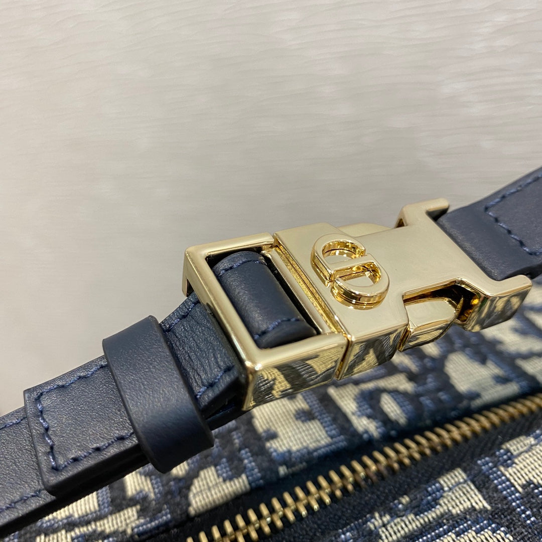 CD BUCKLE SHOULDER BAG 22 IN BLUE MONOGRAM OBLIQUE JACQUARD