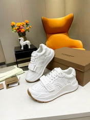 BURBERRY 26S PERFORATED SNEAKERS IN WHITE CALFSKIN