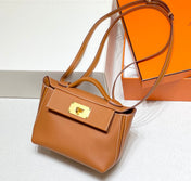 MINI 24/24 21CM IN ORANGE MINIMUM EVERCOLOR CALFSKIN GOLD KELLY BUCKLE