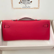 KELLY CUT 31 IN CHERRY RED CALFSKIN WITH SILVER HARDWARE