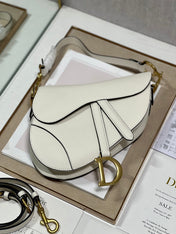 DIOR 26S SADDLE BAG 25 IN WHITE CALFSKIN