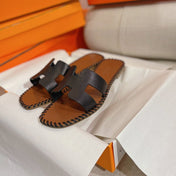 0RAN SANDAL Braided Calfskin BLACK