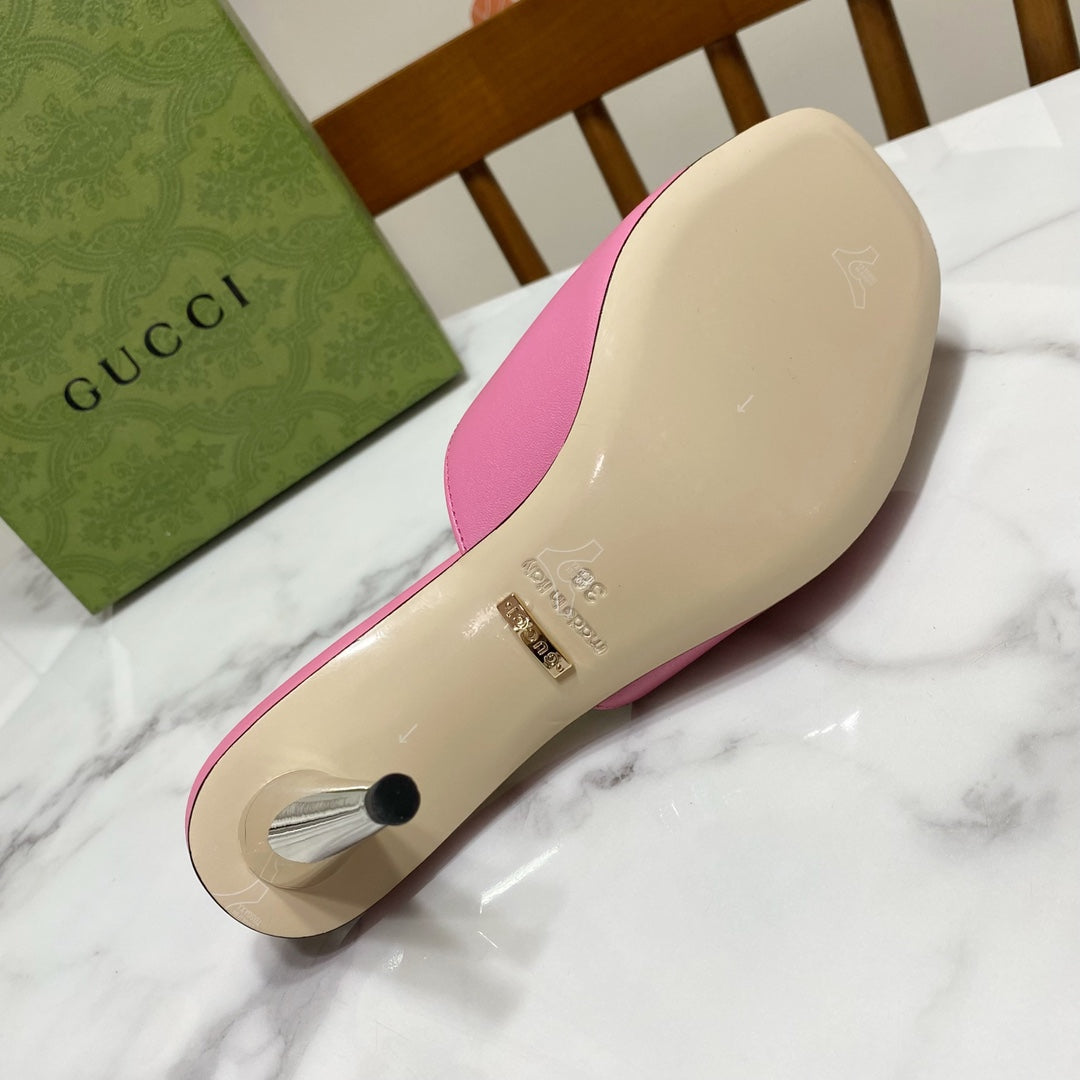 GG HIGH HEELS BLONDIE 75 IN PINK LAMBSKIN WITH GOLD HARDWARE