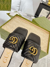 GG EXCLUSIVE SLIDE SANDAL BLACK CALFSKIN