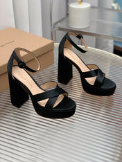 GIANVITO ROSSI 26S PLATFORM SANDALS 115 MM IN BLACK SATIN
