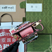 DIANA TOTE BAG 19 IN PINK LAMBSKIN WITH BAMBOO HANDLE