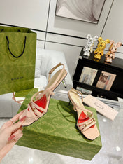 GG CLASSIC STRAPPY HEEL SANDAL PASTEL PINK CALFSKIN