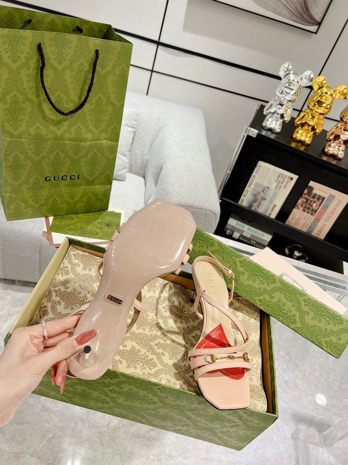 HIGH HEEL 65MM IN TAN BEIGE CALFSKIN WITH RED HEART