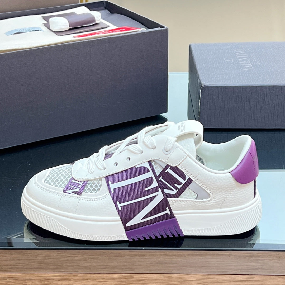 VALENTINO 25S GARAVANI VL7N SNEAKERS IN WHITE MIX PURPLE LAMBSKIN