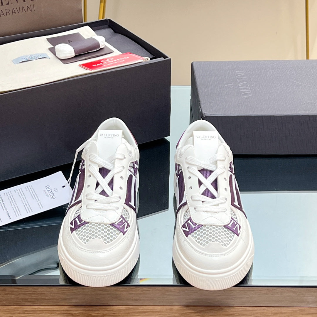 VALENTINO 25S GARAVANI VL7N SNEAKERS IN WHITE MIX PURPLE LAMBSKIN