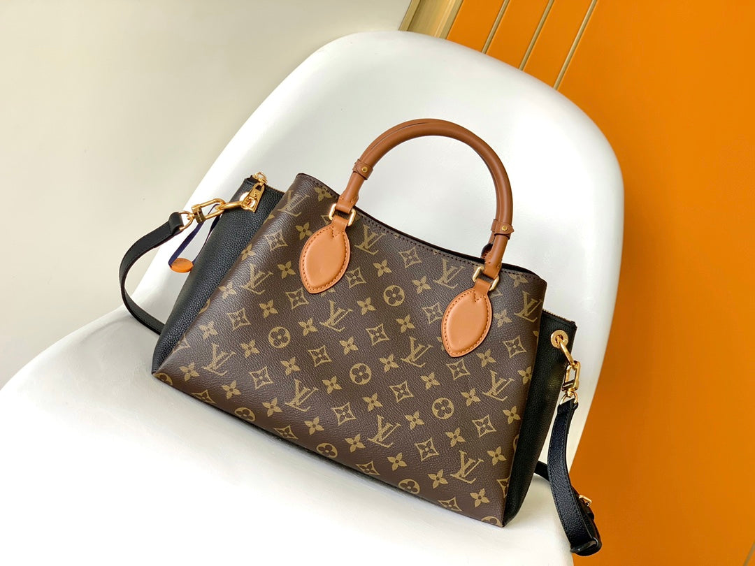 LV 25S OPÉRA MEDIUM BAG 26 IN BROWN AND BLACK MONOGRAM CALFSKIN GOLD HARDWARE