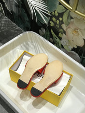 FENDI BAGUETTE SLIDES IN CHERRY RED LAMBSKIN