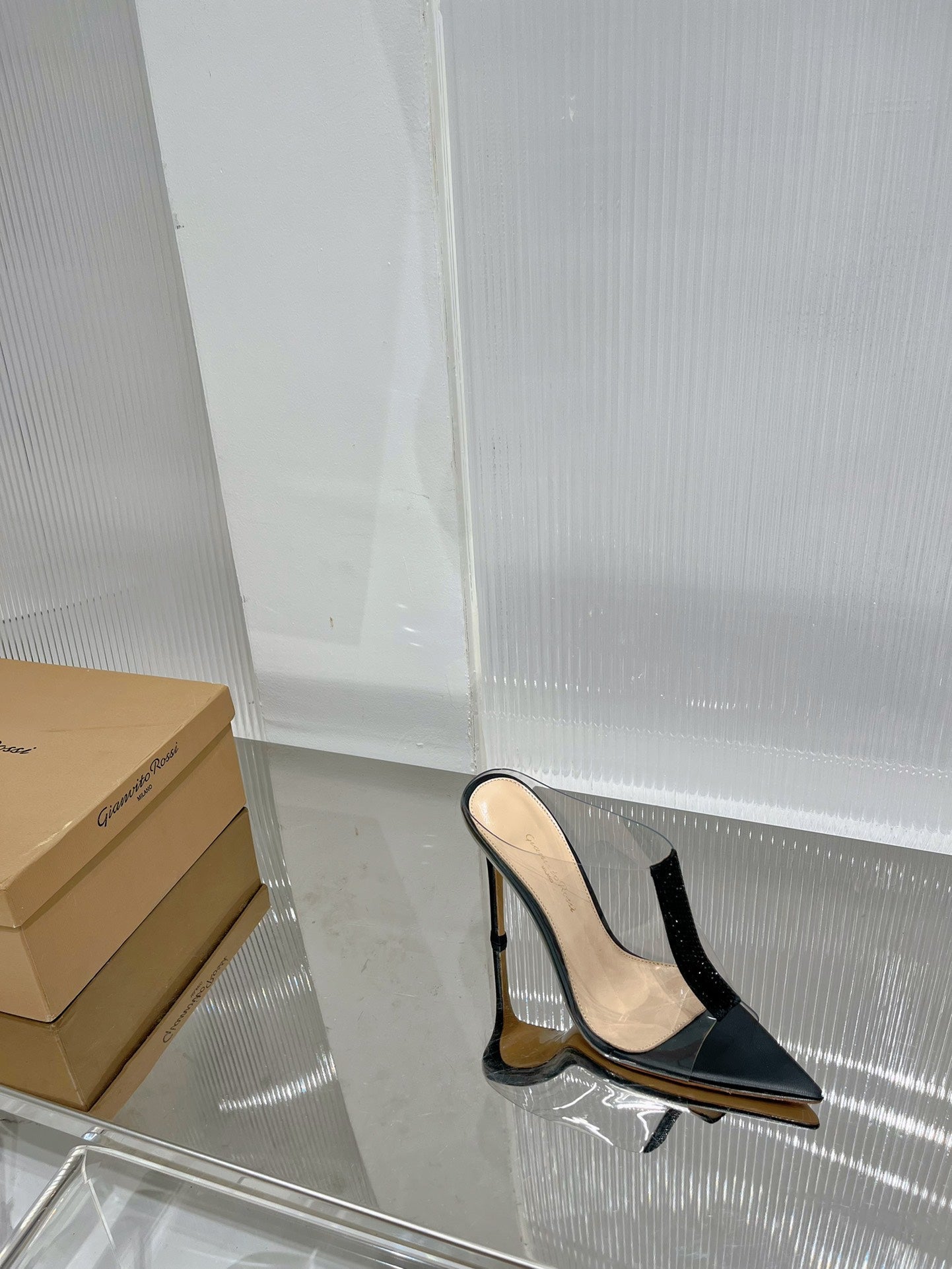 GIANVITO ROSSI 26S HEELED SANDALS 105 MM IN BLACK TPU
