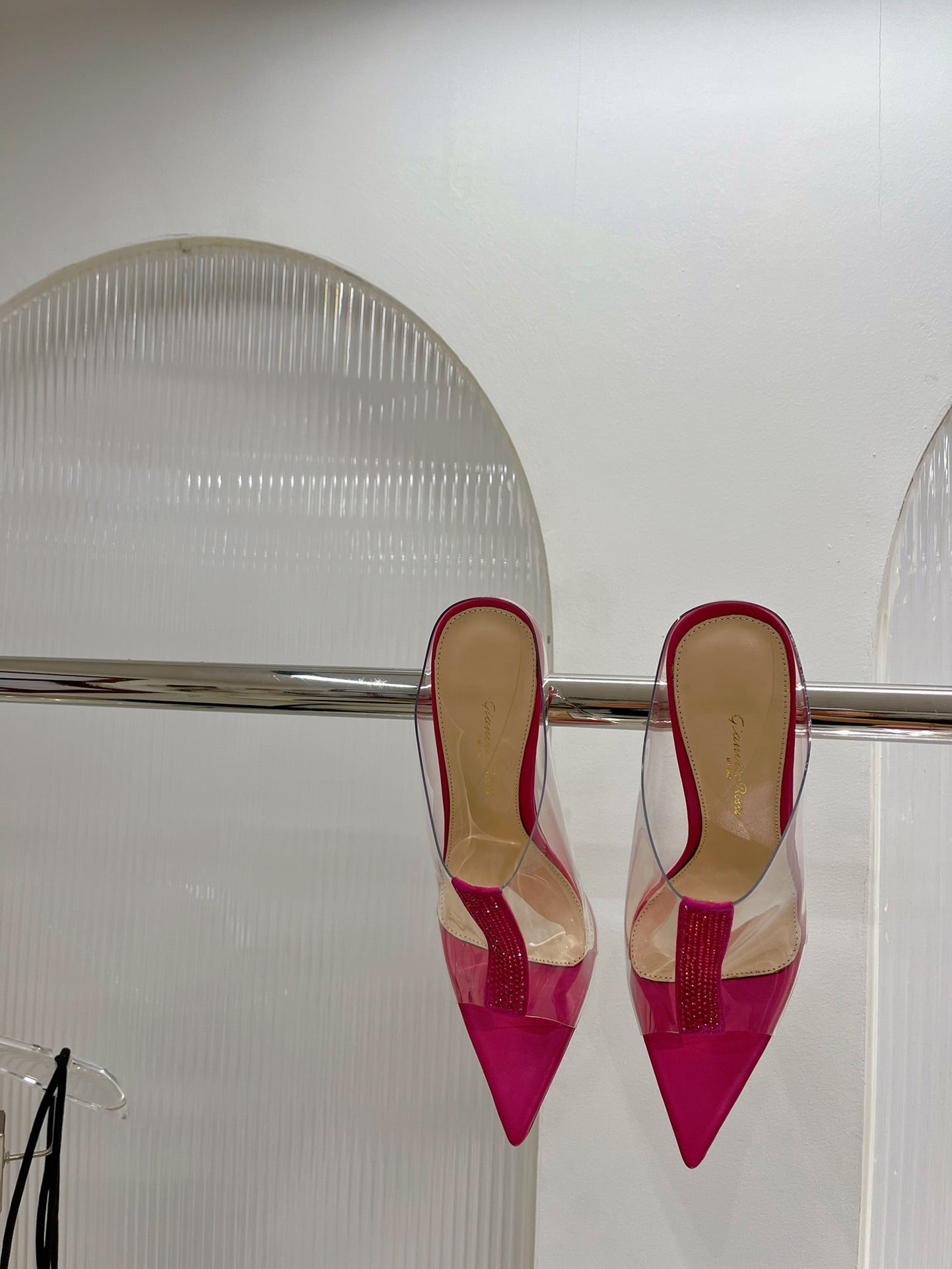 GIANVITO ROSSI 26S HEELED SANDALS 105 MM IN PINK TPU