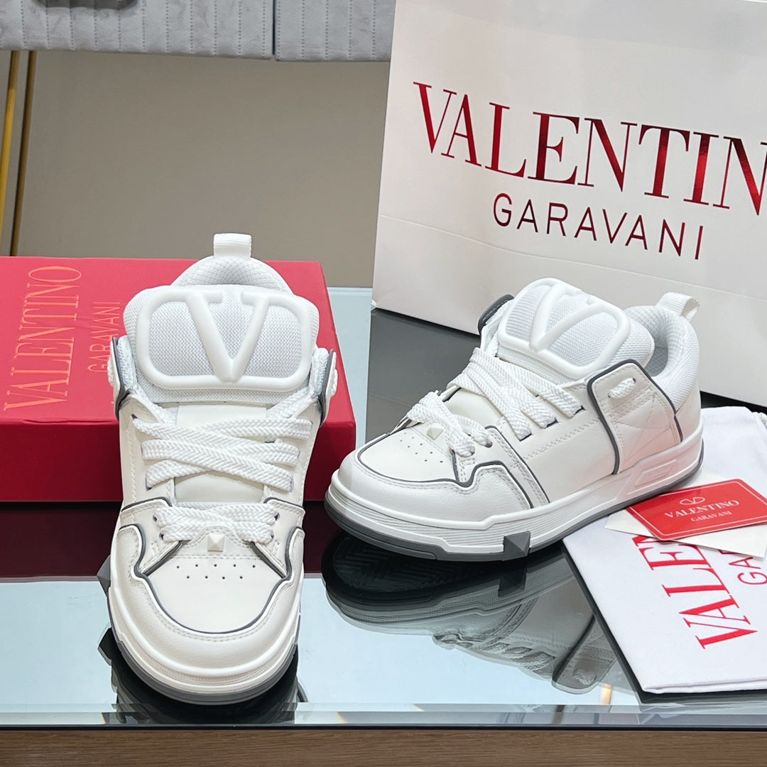 VALENTINO 25S GARAVANI OPEN SKATE SNEAKERS IN WHITE LAMBSKIN