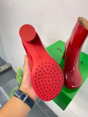 ATOMIC ANKLE BOOT IN RUBY RED CALFSKIN 75 MM
