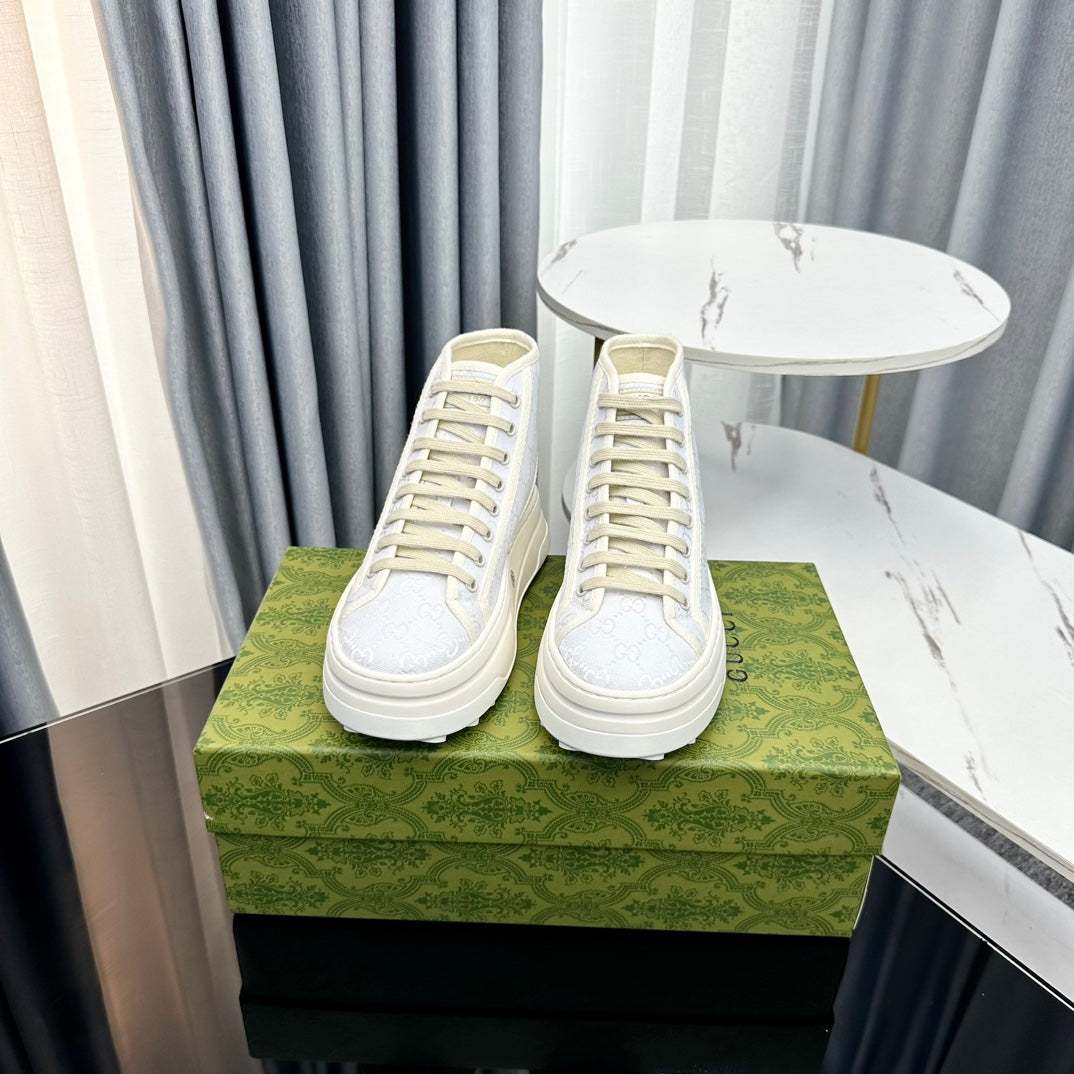 GG HIGH TOP SNEAKER FLATFORM PASTEL BLUE CANVAS