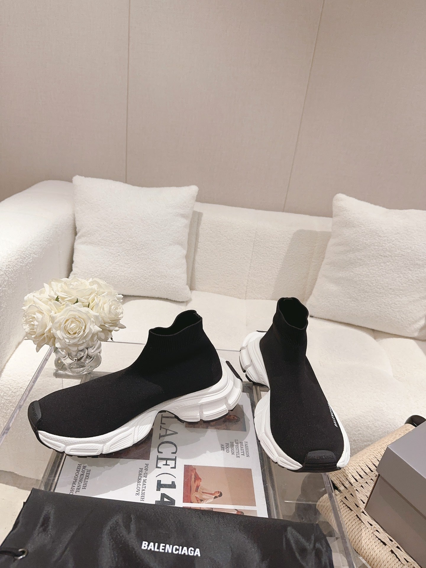 BALENCIAGA 25S SPEED TRAINER SNEAKERS 55 MM IN BLACK KNIT STYLE 5