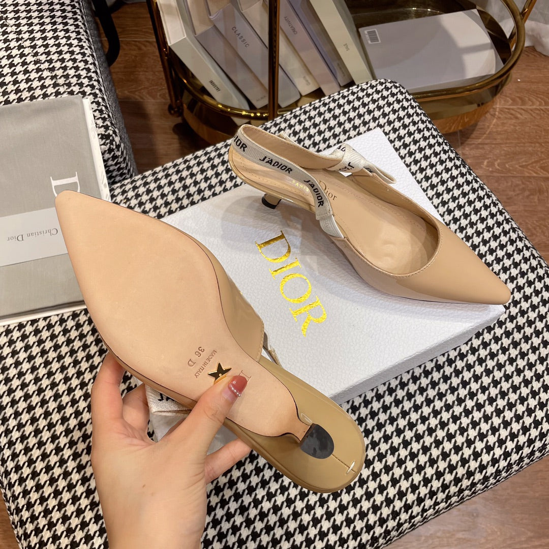 J'ADIOR SLINGBACK PUMPS IN BEIGE CALFSKIN
