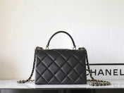 CHANEL 25S FLAP BAG 21 CM IN BLACK LAMBSKIN WITH GOLD HARDWARE