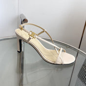 HIGH HEEL SANDAL 65MM IN BEIGE CREAM CALFSKIN