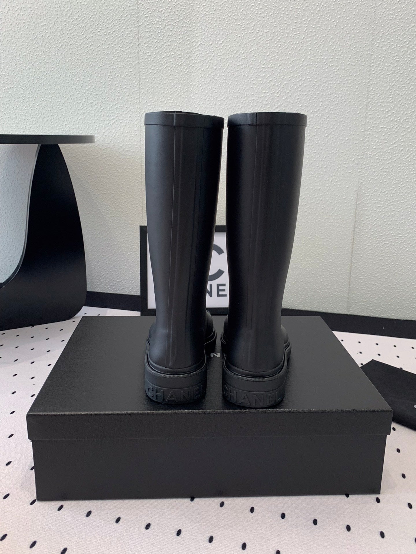 cc rainboot chanel black coler