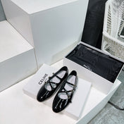 FLAT MARY JANE IN BLACK CALFSKIN