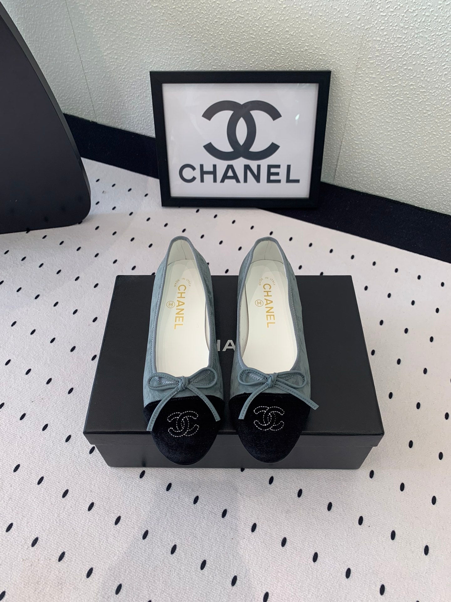 BALLET FLAT ICEBERG BLUE MIX BLACK VELVET