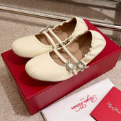 MARY JANES WITH TWO STRAPS IN BEIGE SOFT LAMBSKIN