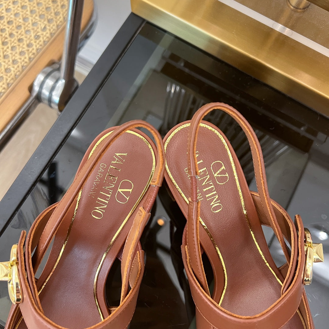 VLTN HIGH SANDAL 60MM IN BROWN CALFSKIN