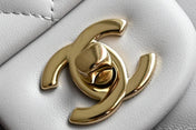 CHANEL 25S FLAP BAG 25.5 CM IN WHITE LAMBSKIN