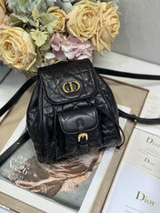 SMALL CARO BACKPACK 20 IN BLACK MACROCANNAGE LAMBSKIN