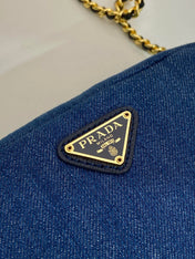 MINI BAG 14 IN AZURE BLUE DENIM GOLD HARDWARE