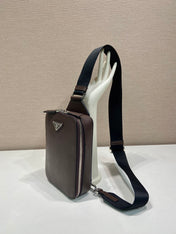 CHEST BAG 20 IN CHOCOLATE SAFFIANO LEATHER