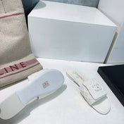 KNIT WHITE FABRIC FLAT SLIDE
