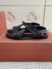 SANDALS IN BLACK SATIN
