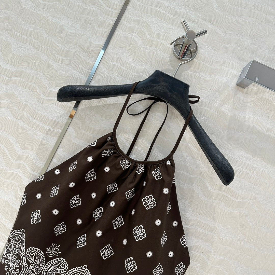 MIUMIU EARTH BROWN STRAPPY BACK TOP
