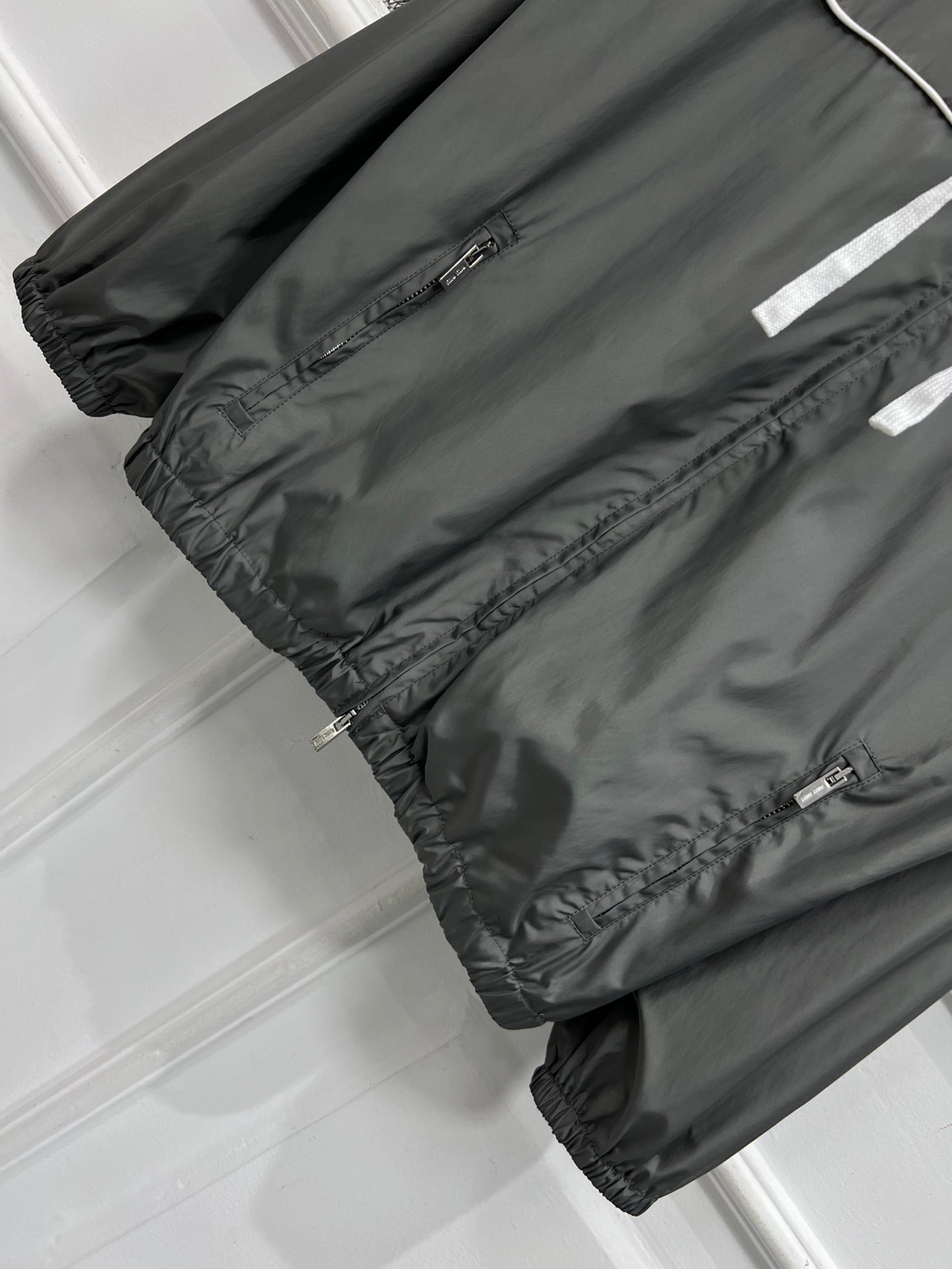 MIU 25S HOODED JACKET GREY IN NYLON 263131