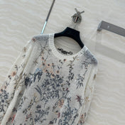 DIOR PREMIUM WHITE KNIT SWEATER WITH PATTERN