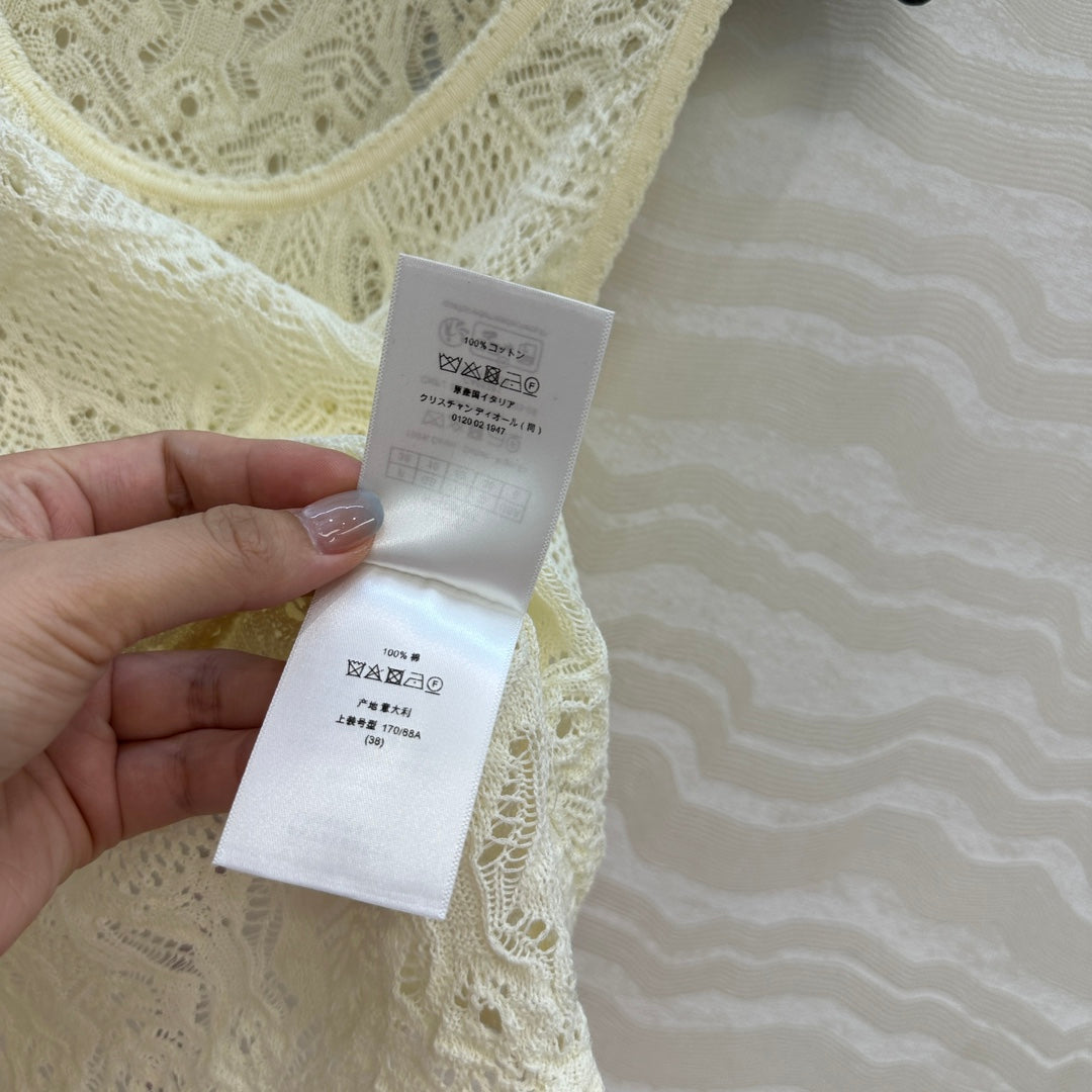 DIOR CREAM EMBOSSED LACE TANK
