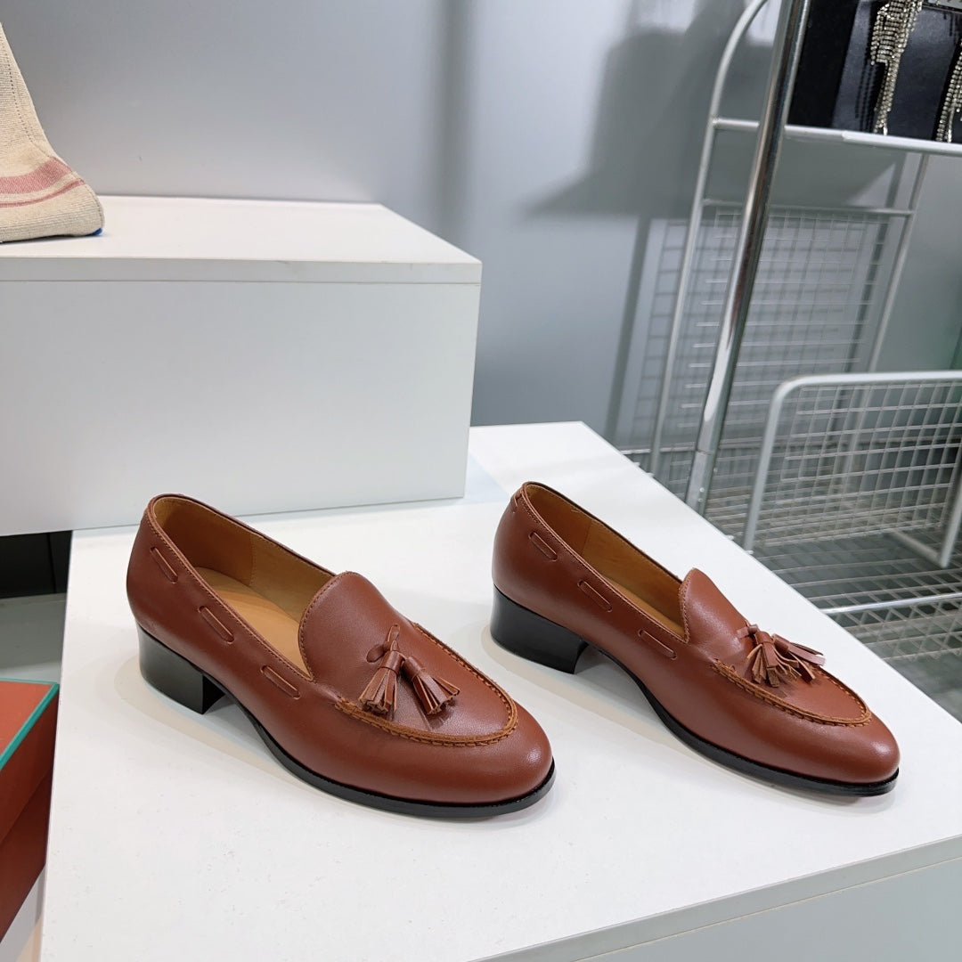 LP 25S SERGE TASSEL LOAFER 35MM IN GLAZED HONEY CALFSKIN