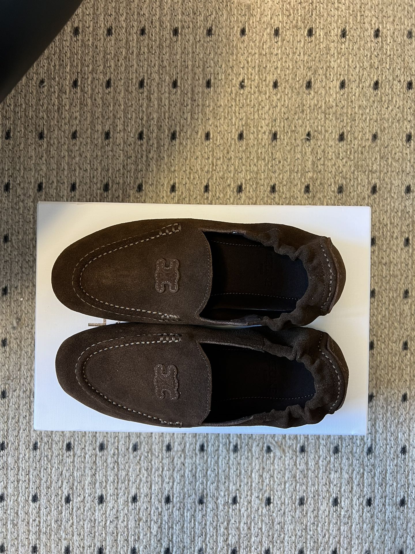 CELINE 25S LOAFERS FLAT IN DARK BROWN SUEDE