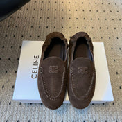 CELINE 25S LOAFERS FLAT IN DARK BROWN SUEDE